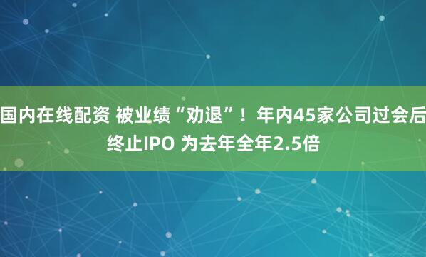 国内在线配资 被业绩“劝退”！年内45家公司过会后终止IPO 为去年全年2.5倍