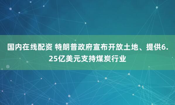 国内在线配资 特朗普政府宣布开放土地、提供6.25亿美元支持煤炭行业